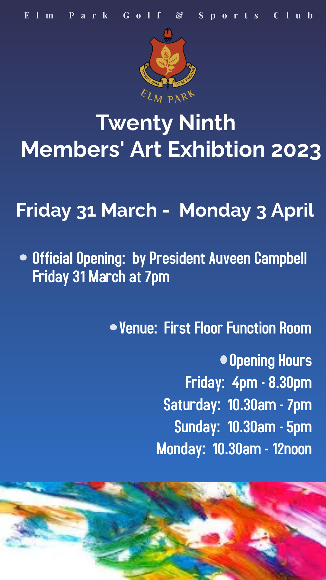 29th Members Art Exhibition 2023 - Elm Park Golf & Sports Club - Dublin ...